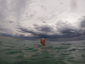 Swimming before the storm.